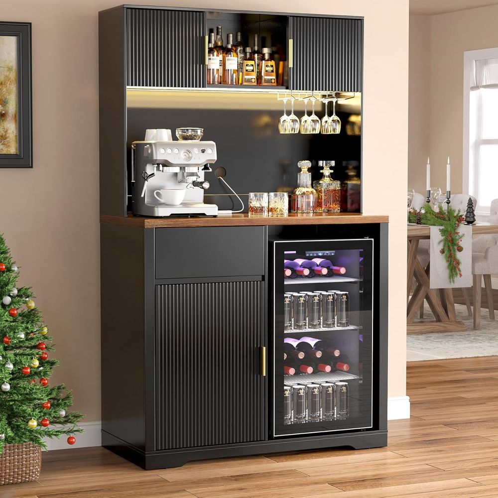 Home Bar And Cabinet - 72 High Bar Cabinet with Ridged