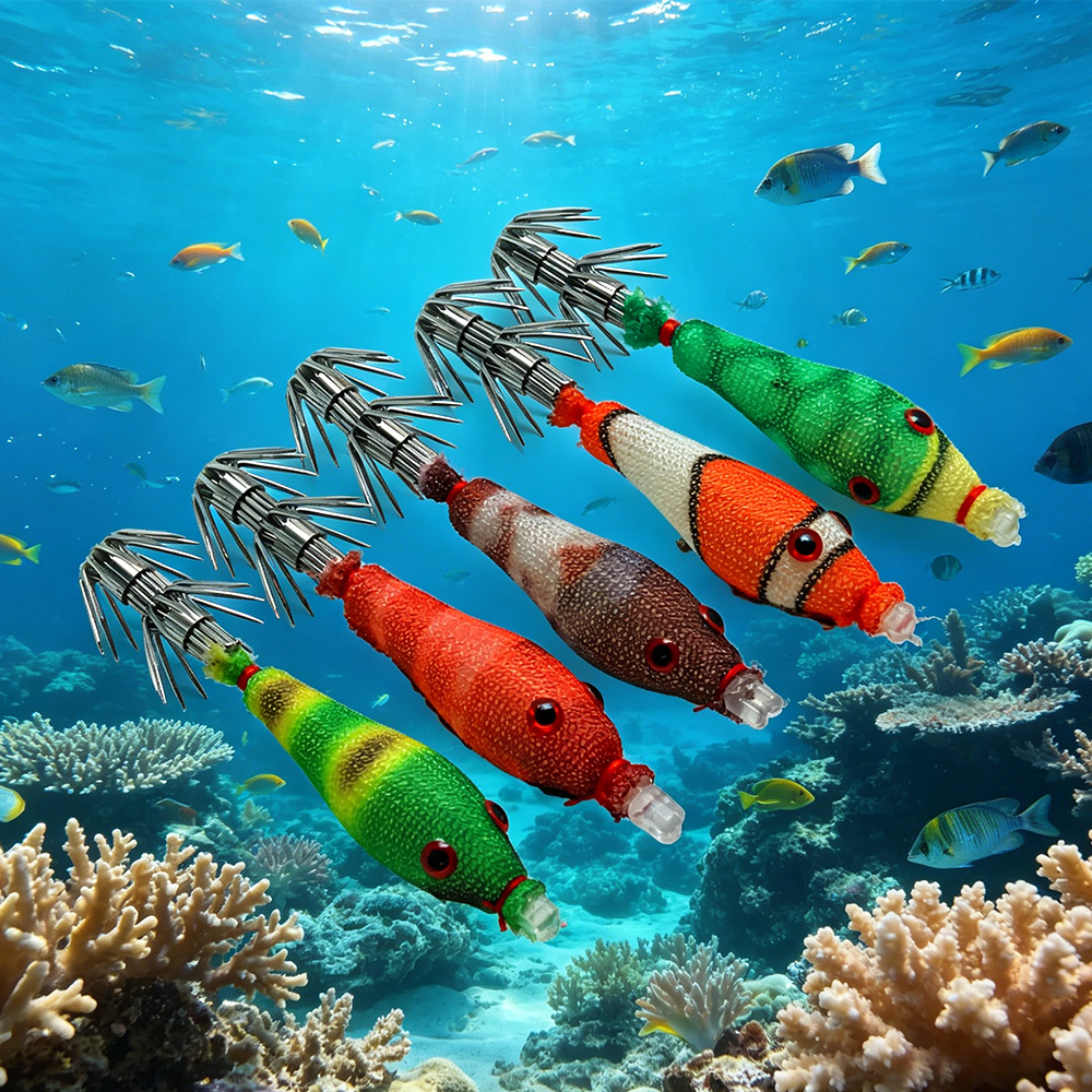 Jigger Double Sided - 5 Pcs Squid Soft Baits, Luminous