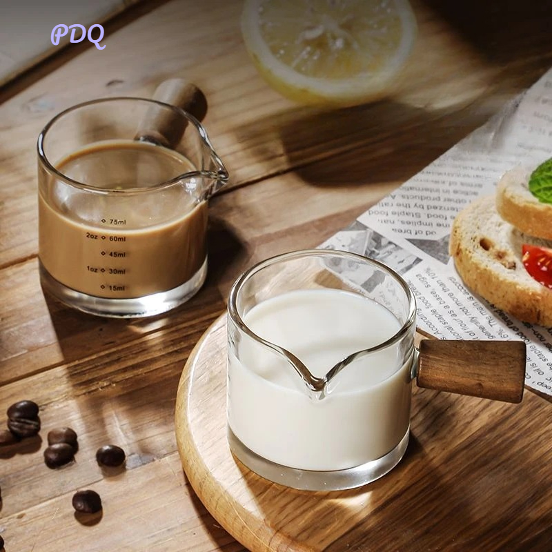 Home Barista - Wood Handle Glass Espresso Measuring Cup