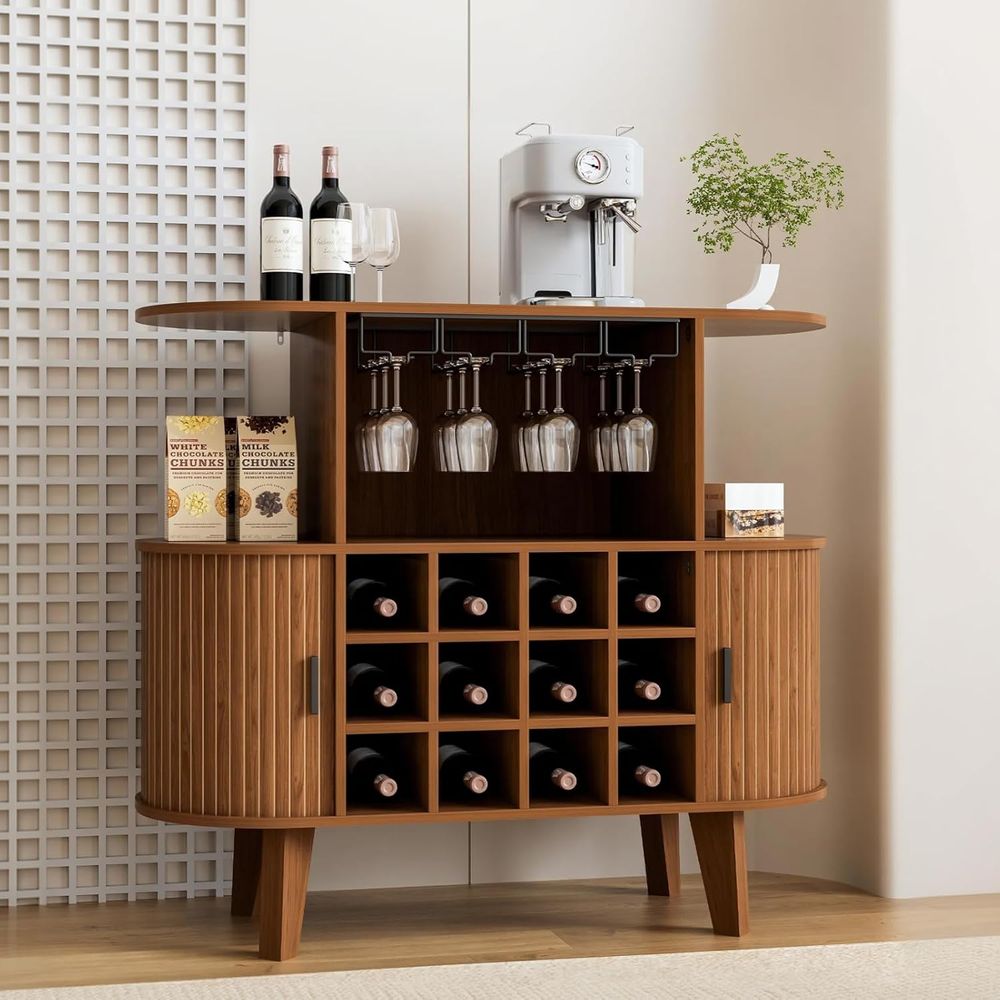 Walnut 35.4 Oval Wine Bar Cabi - Home Bar And Cabinet incelemesi ve fiyatı