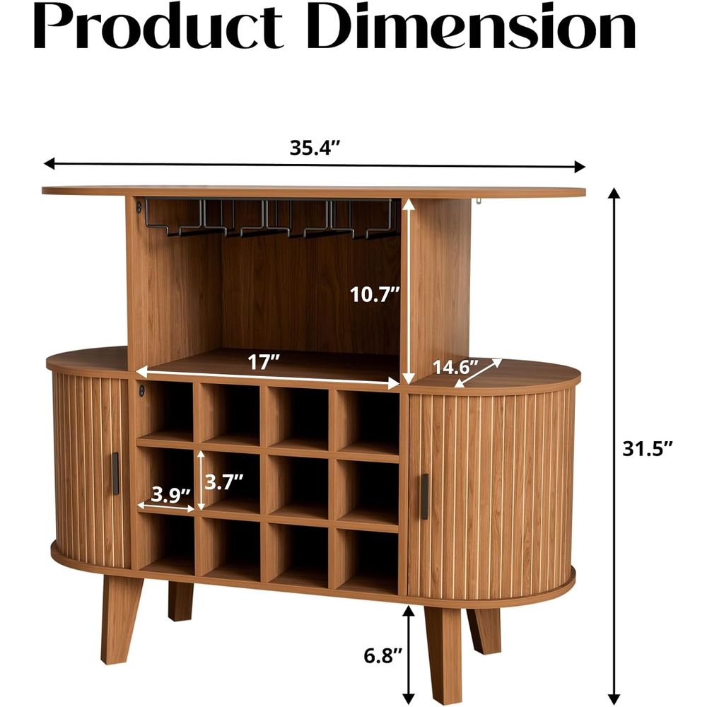 Walnut 35.4 Oval Wine Bar Cabi - Home Bar And Cabinet incelemesi ve fiyatı
