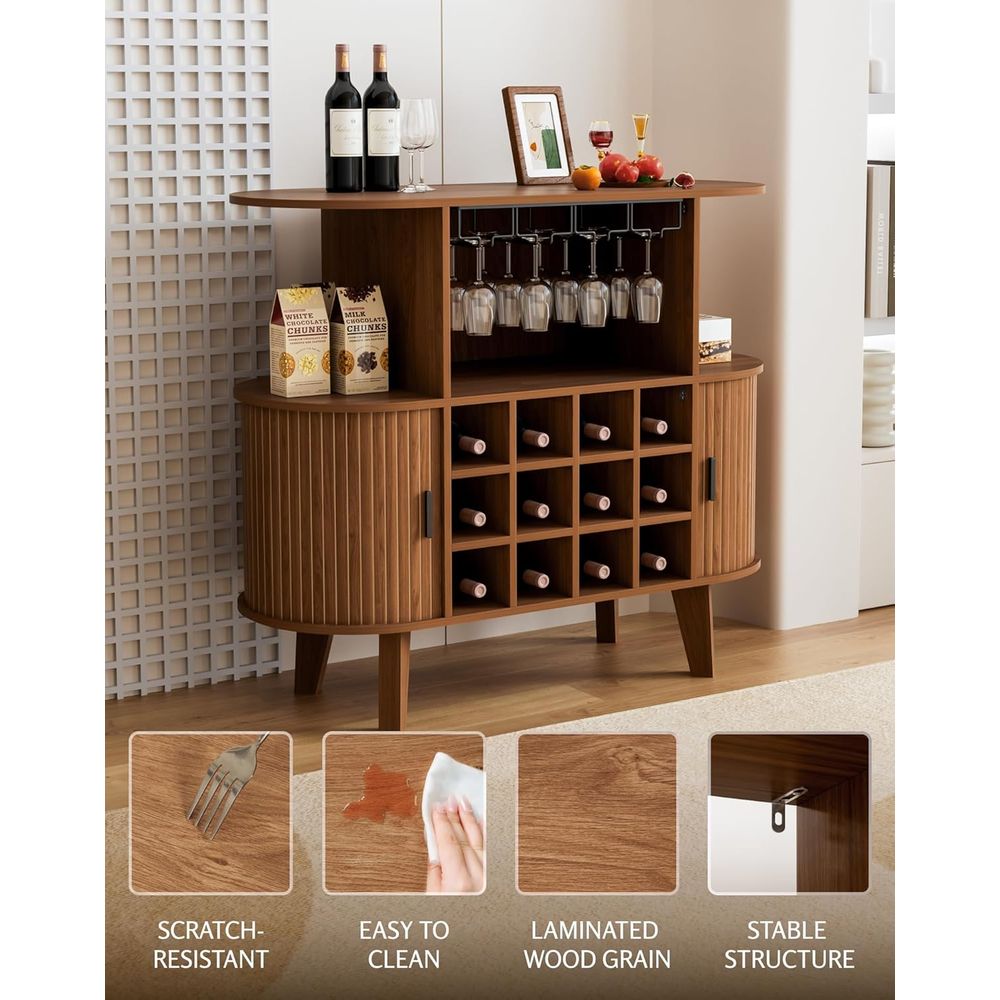 Walnut 35.4 Oval Wine Bar Cabi - Home Bar And Cabinet incelemesi ve fiyatı