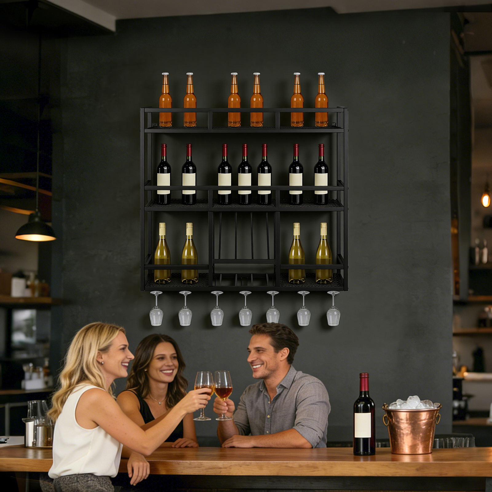 3 Tiers Floating Wine Bottle S - Home Bar Stand incelemesi ve fiyatı