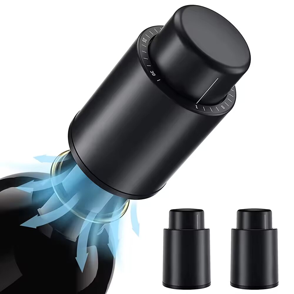 Black Vacuum-Sealed Wine Bottl - Wine Preservation Pump incelemesi ve fiyatı