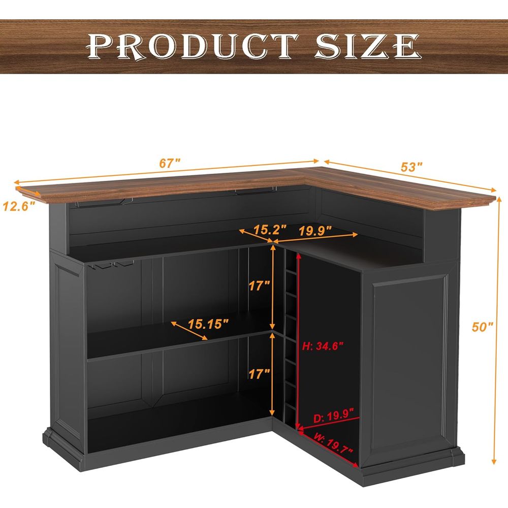 L-Shaped Home Bar Cabinet with - Home Bar And Cabinet incelemesi ve fiyatı