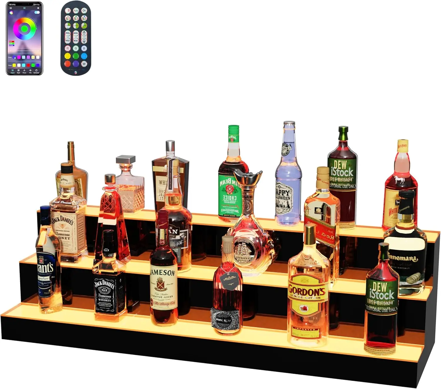 40 Inch 3 Tier Lighted Liquor  - Home Bar Shelves incelemesi ve fiyatı