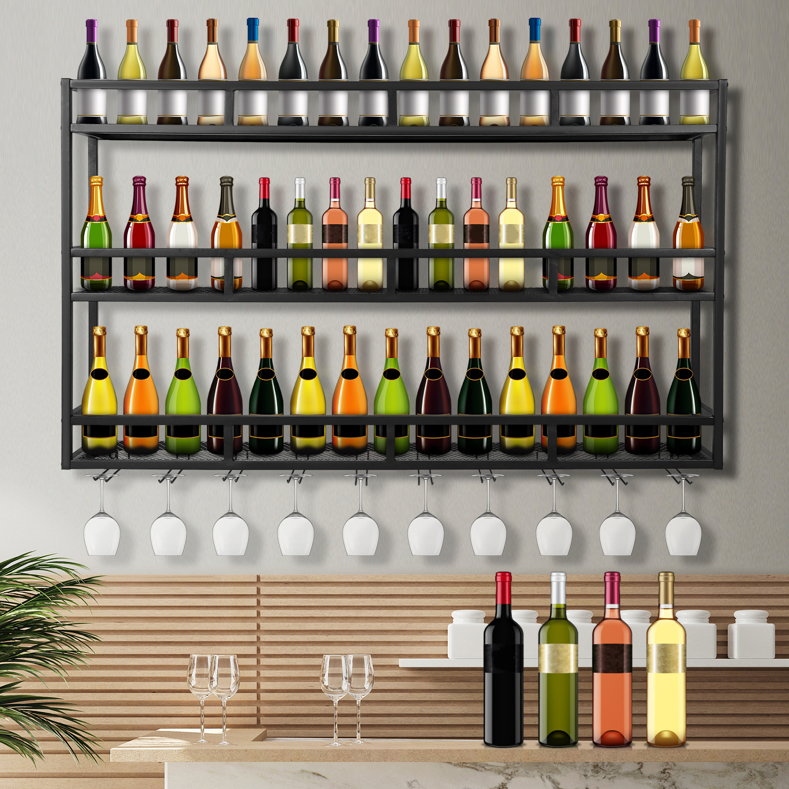 Bar Liquor Bottle Display Shel - Home Bar Shelves incelemesi ve fiyatı