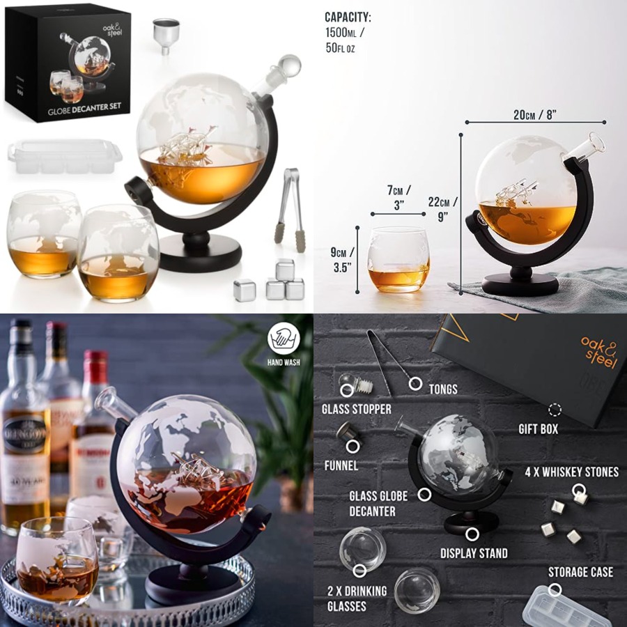 Oak Steel - 50 Oz Globe Whiske - Decanter Globe Set incelemesi ve fiyatı