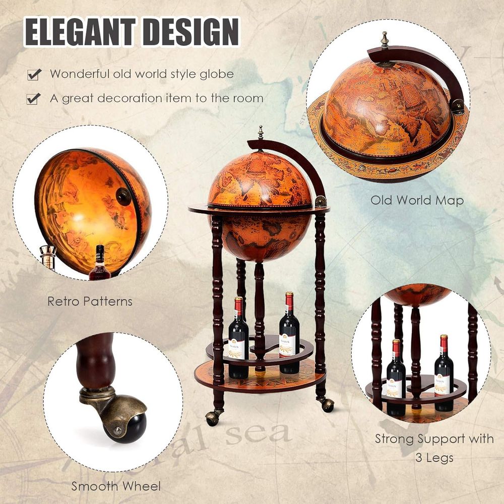17.5 Vintage-Style Rolling Glo - Home Bar Shelves incelemesi ve fiyatı