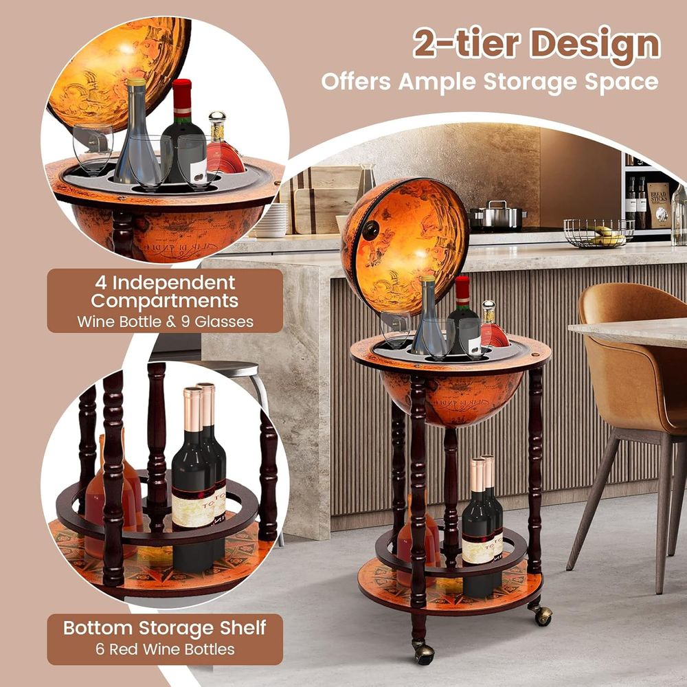 17.5 Vintage-Style Rolling Glo - Home Bar Shelves incelemesi ve fiyatı