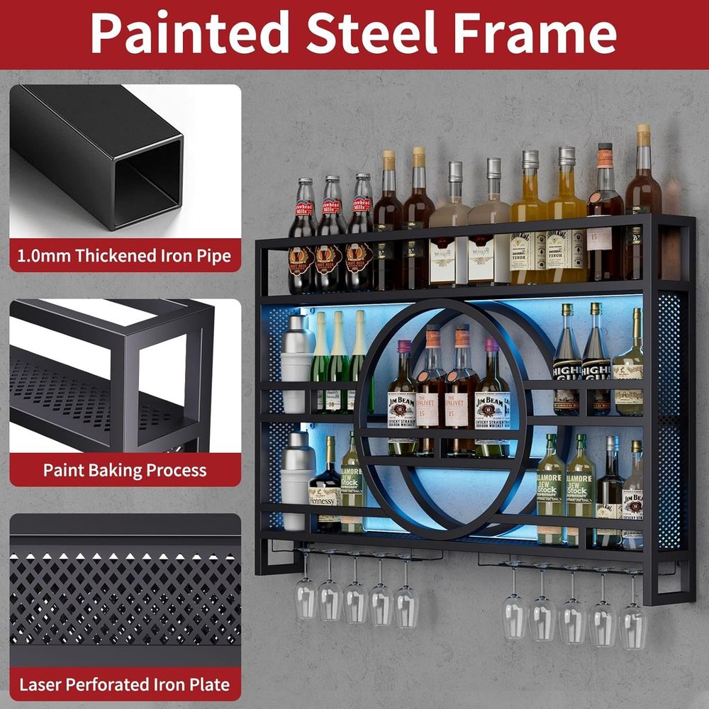 39 Wall-Mounted 3-Tier Wine Ra - Home Bar Shelves incelemesi ve fiyatı