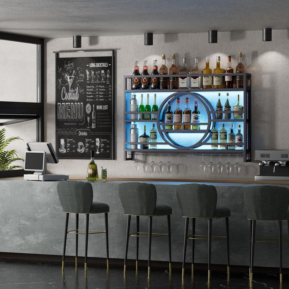 39 Wall-Mounted 3-Tier Wine Ra - Home Bar Shelves incelemesi ve fiyatı