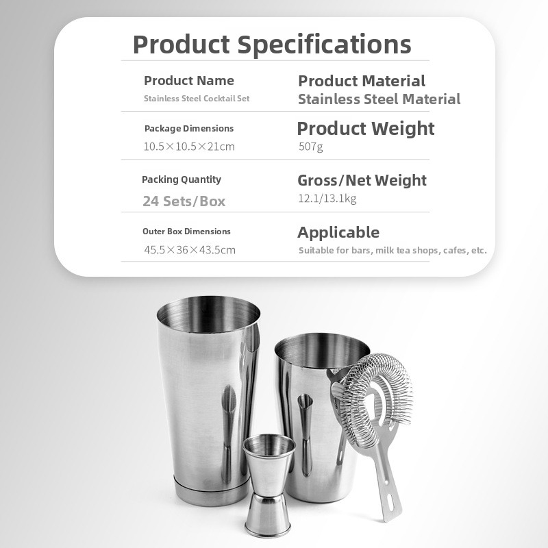 Stainless Steel Bar Tool Set C - Boston Shaker Set incelemesi ve fiyatı