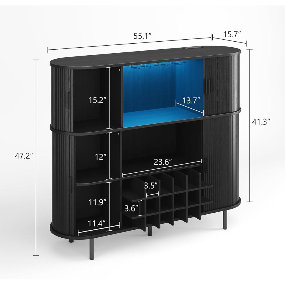 55 LED-lit Wine & Liquor Cabin - Home Bar And Cabinet incelemesi ve fiyatı