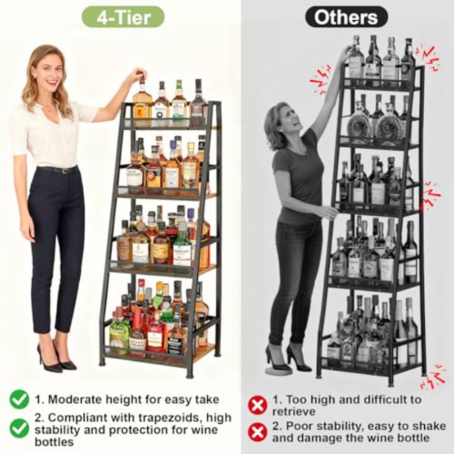 4-Tier Trapezoid Liquor Stand  - Home Bar Stand incelemesi ve fiyatı