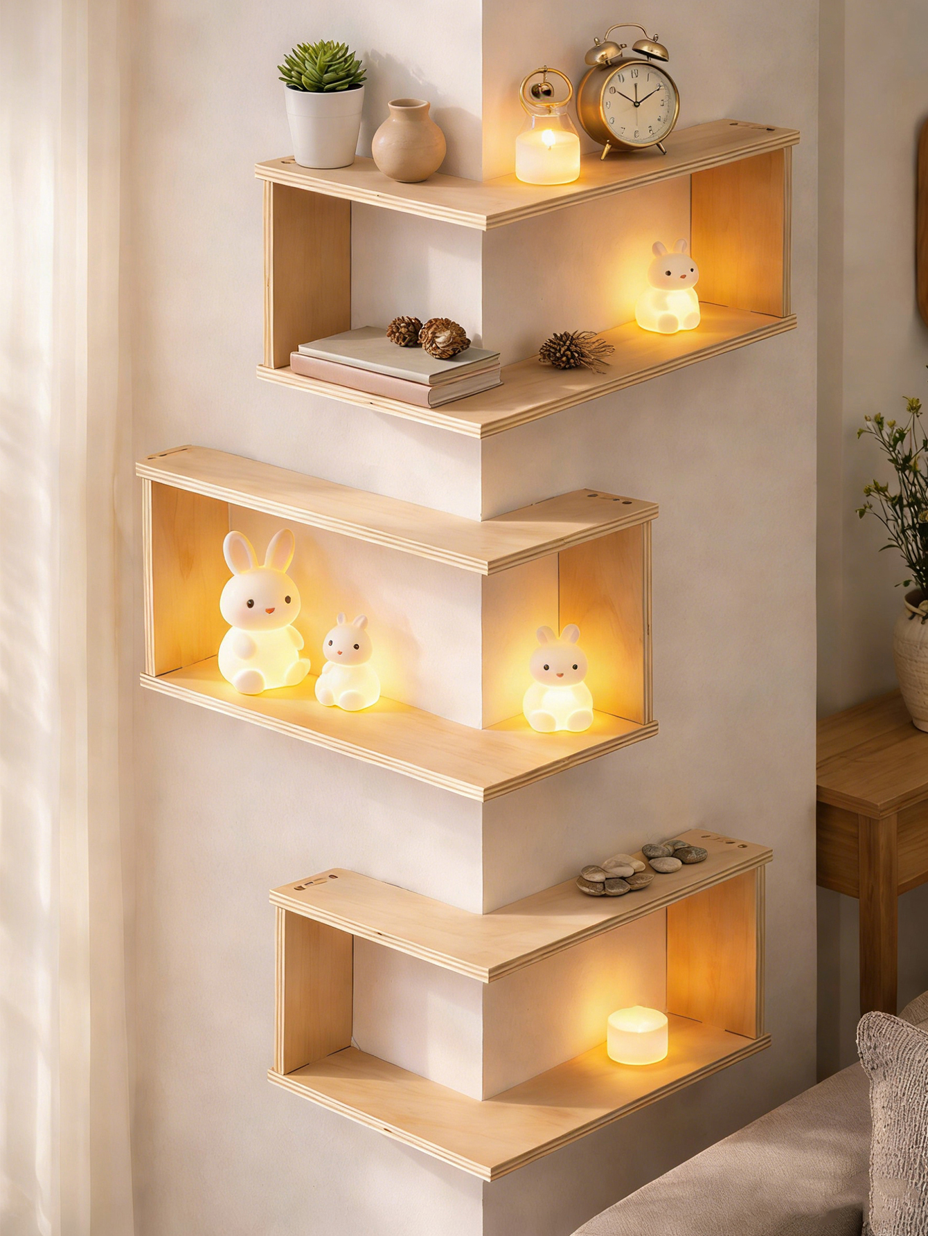 Corner Floating Wooden Shelves - Home Bar Shelves incelemesi ve fiyatı