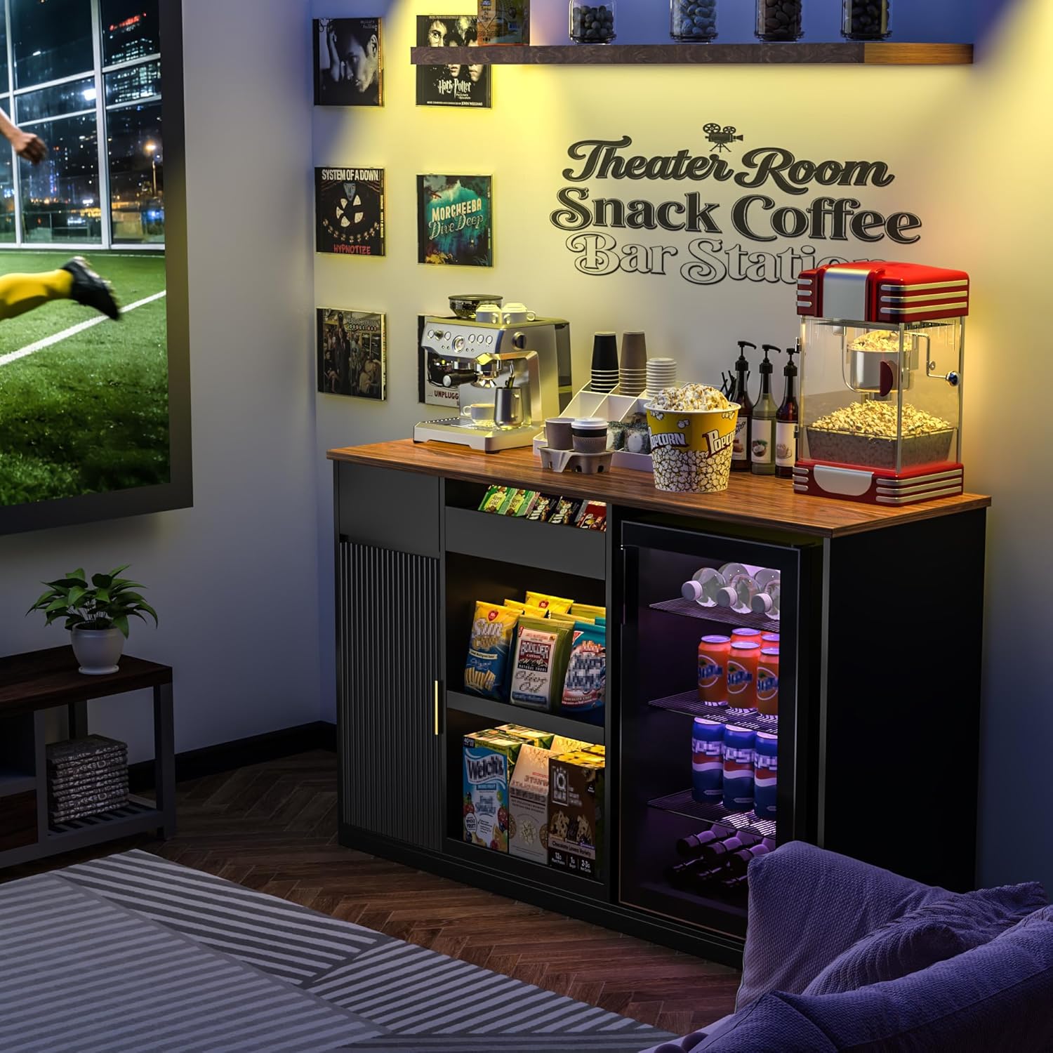 Snack Bar Cabinet with Fridge  - Home Bar Shelves incelemesi ve fiyatı