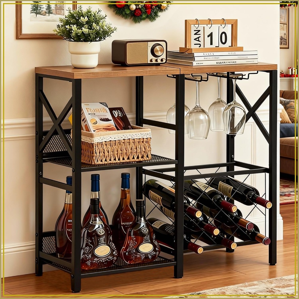 Rustic Freestanding Wine Rack  - Home Bar Shelves incelemesi ve fiyatı
