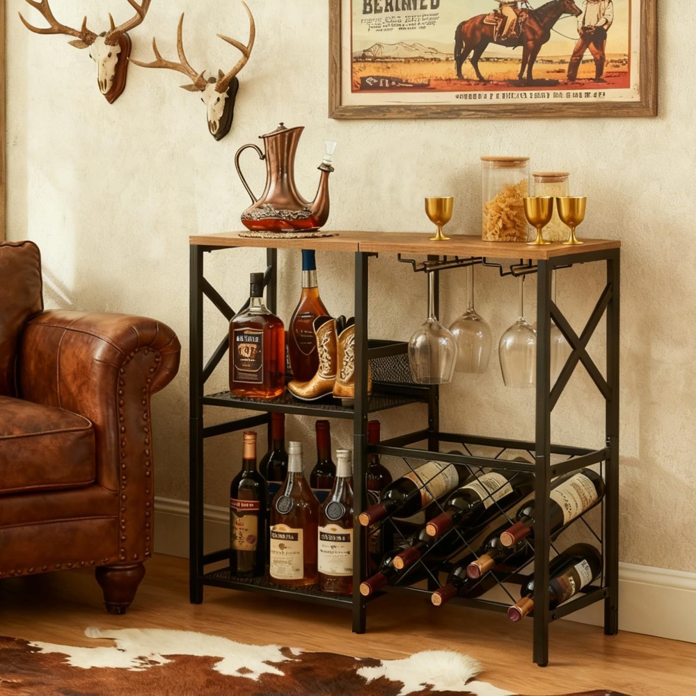 Rustic Freestanding Wine Rack  - Home Bar Shelves incelemesi ve fiyatı
