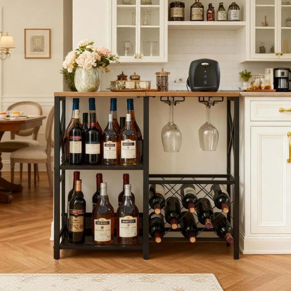 Rustic Freestanding Wine Rack  - Home Bar Shelves incelemesi ve fiyatı