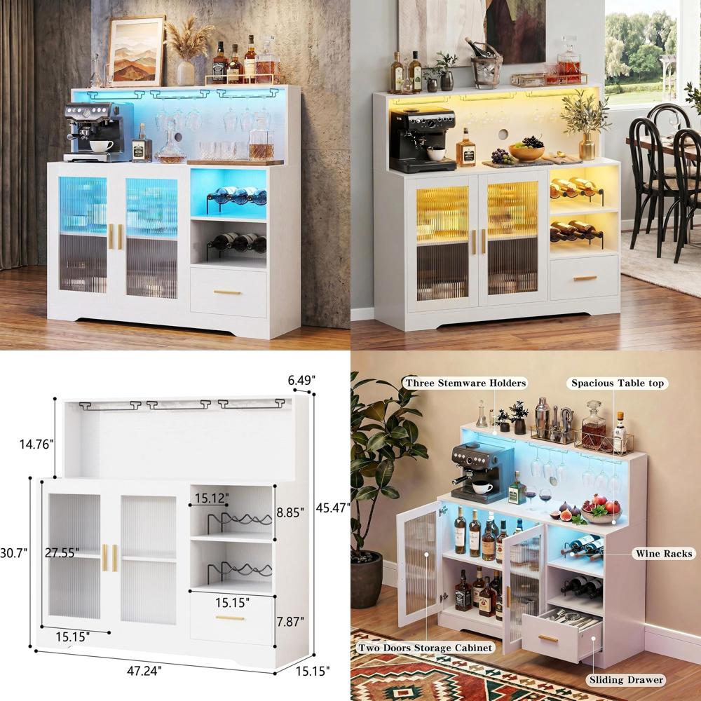 LED Lighted Home Bar Cabinet w - Home Bar Shelves incelemesi ve fiyatı