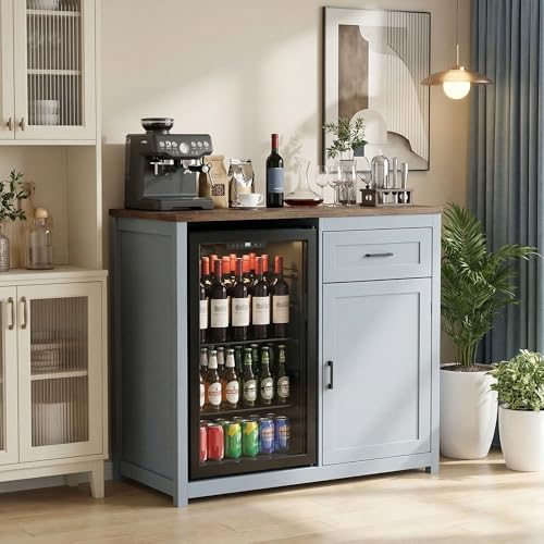 Farmhouse-Style 41.7 Inch Blue - Home Bar Shelves incelemesi ve fiyatı