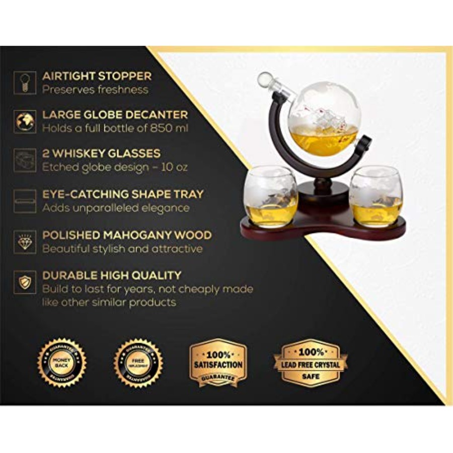 Whiskey Globe Decanter Set wit - Decanter Globe Set incelemesi ve fiyatı